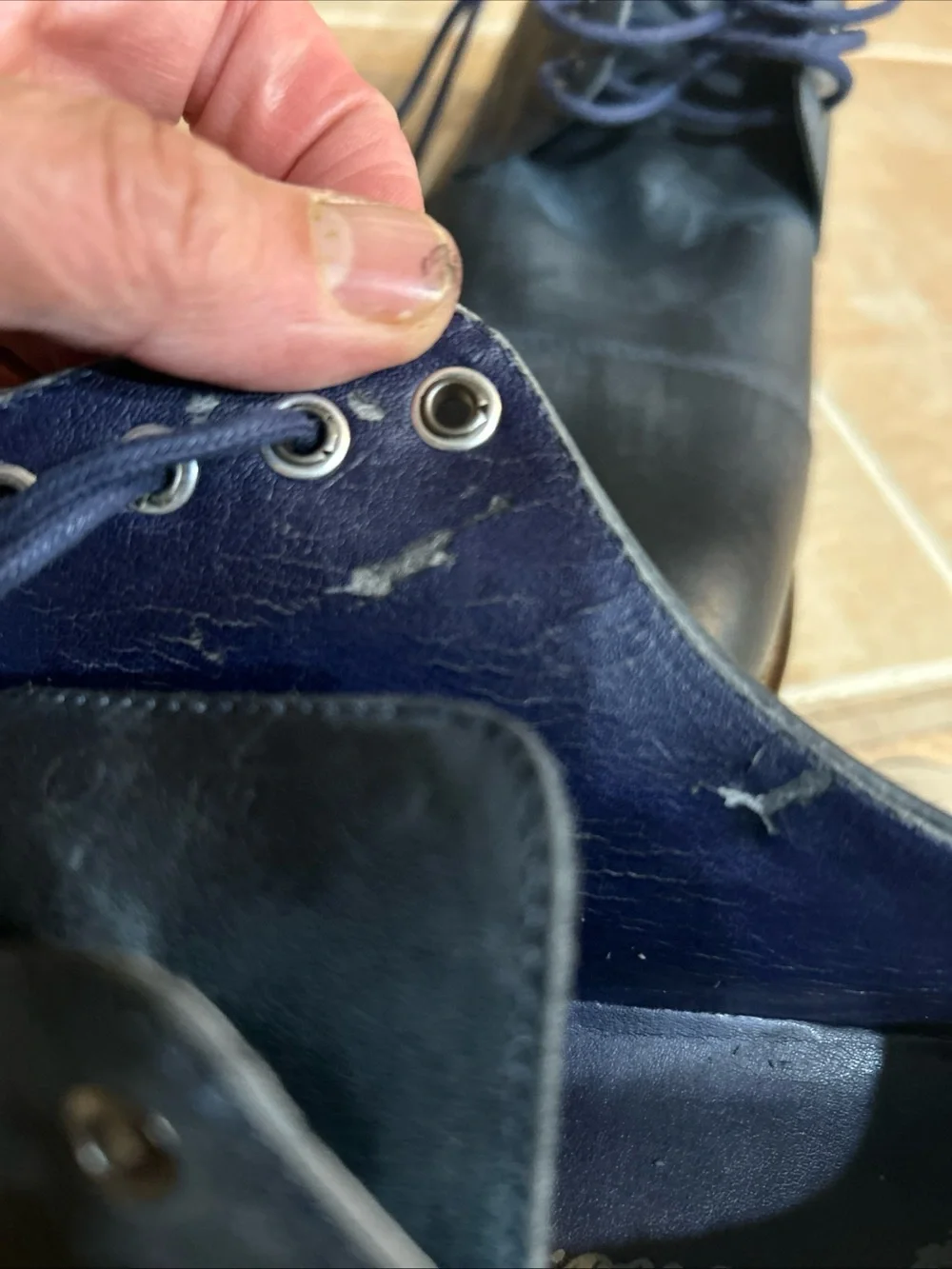 Wallin & bros. Navy Blue Leather Dress Shoes Made In Brazil Lace Up Size 10.5